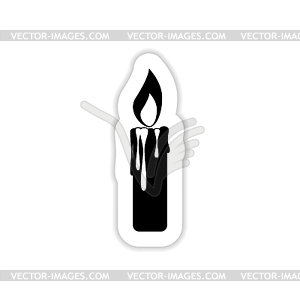 Candle icon with shadow - white & black vector clipart