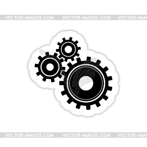 Three gear icon with shadow - vector clipart