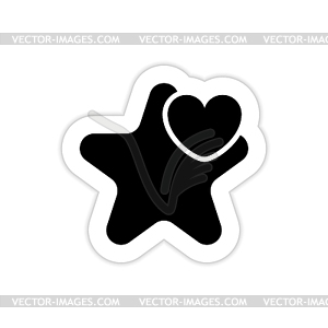 Star and heart logo template with shadow. Abstract - vector clipart