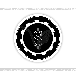 Casino gambling chips icon with shadow - vector clip art