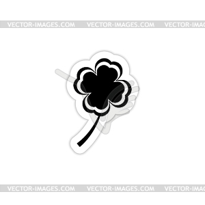 Clover with four leaves sign icon with shadow - vector clipart