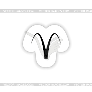 Aries zodiac sign with shadow - vector image