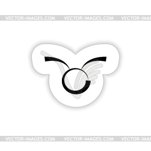 Taurus zodiac sign with shadow - vector clip art