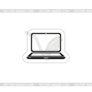 Notebook computer icon with shadow - vector image