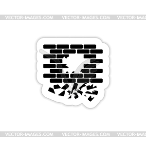 Crumbling wall with shadow - vector image