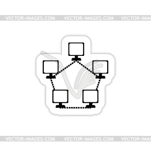 Combine network icon with shadow - vector image