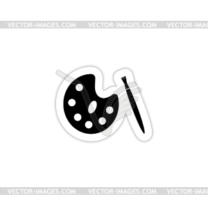 Paint brush and wooden palette with shadow - vector clip art