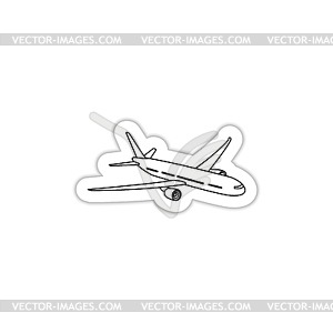 Passenger airplane soaring with shadow - vector clipart