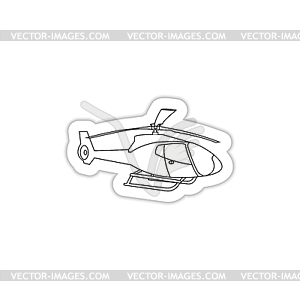 Silhouette of helicopter with shadow - vector image