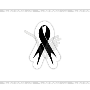 AIDS awareness ribbon sign icon with shadow - stock vector clipart