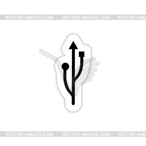 USB symbol icon with shadow - vector image