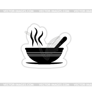 Bowl of soup icon with shadow - vector image