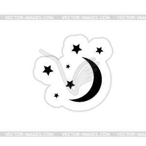 Moon star icon with shadow - vector clip art