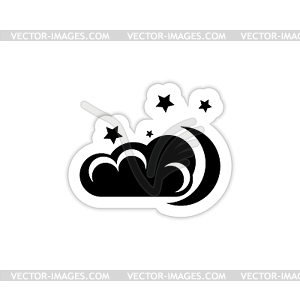 Moon star cloud icon with shadow - vector clipart