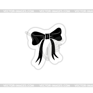 Beautiful black gift bow with shadow - vector image