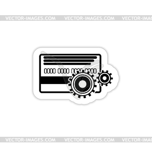 Credit card gears icon with shadow - vector image