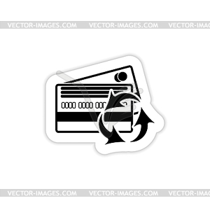 Credit card turnaround icon with shadow - white & black vector clipart