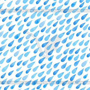 Rain drops pattern. Hand drawn watercolor. - vector clip art