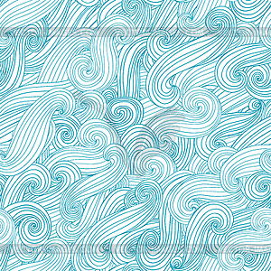 Seamless abstract hand-drawn pattern, waves - color vector clipart