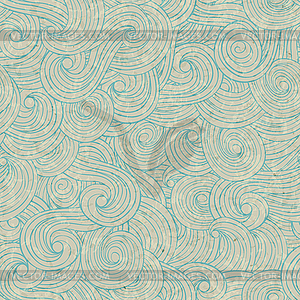 Abstract waves background, vintage hand drawn - vector clipart