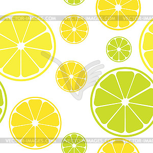 Vector seamless pattern with lemons white background - vector clipart