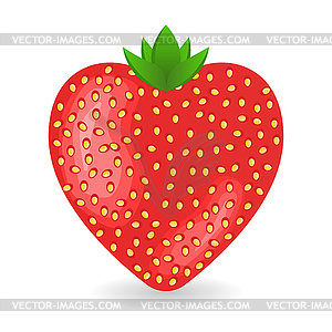 Fresh shiny strawberry in form of heart. St. - vector image