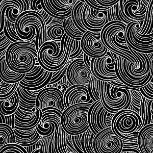 Seamles background, waves clouds pattern. Black - vector clipart
