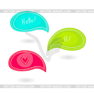 Speech talk bubbles, different colors, hand drawn. - vector image