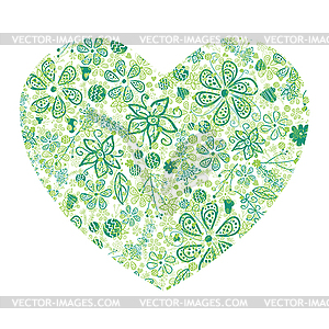 Hearts pattern green - vector clipart