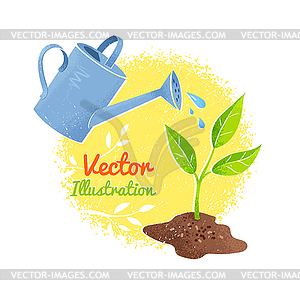 Flower and watering can - royalty-free vector image