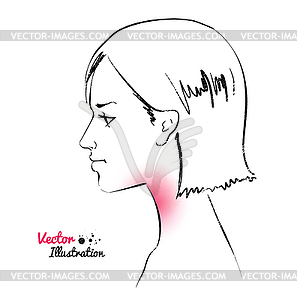 Sore throat - stock vector clipart