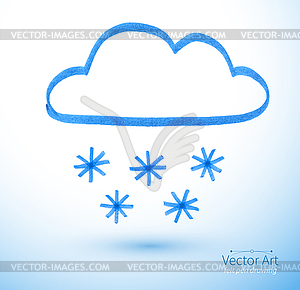 Felt pen drawing of snowy cloud - vector image