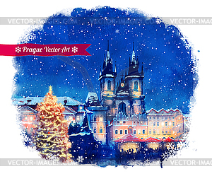 Christmas Prague - vector clipart