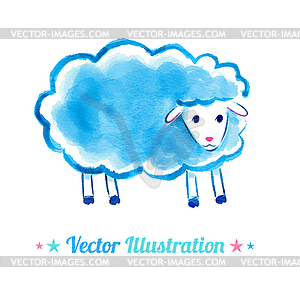Симпатичные акварель овец - рисунок в векторном формате