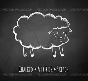 Chalkboard drawing of sheep - vector clip art