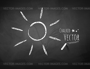 Chalkboard drawing of sun - vector clip art