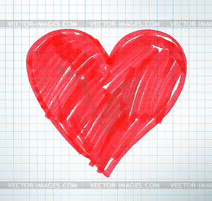 Felt pen drawing of Valentine heart - vector clipart