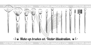 Makeup brushes kit - vector clip art