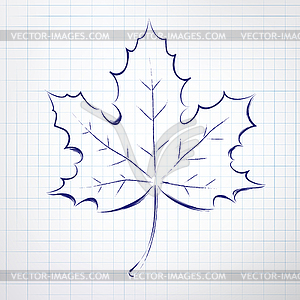 Autumn leaf. Notepad sketch - vector clip art