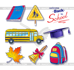 Back to school - color vector clipart