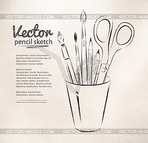 Artist tools in holder - royalty-free vector clipart