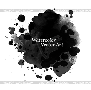 Abstract black watercolor texture - white & black vector clipart