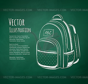 Chalkboard drawing of school bag - stock vector clipart