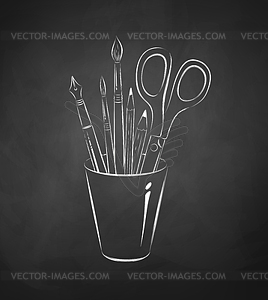 Artistic tools in holder - vector clip art