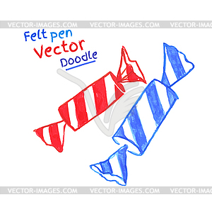 Felt pen drawing of candies - vector clip art
