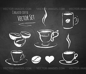 Мелом кофейный сервиз - клипарт в векторном формате