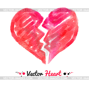 Watercolor broken heart - vector clipart