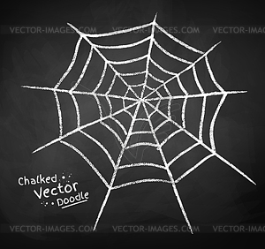 Chalkboard drawing of spider web - vector image