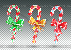 Watercolor set of candy canes - vector image