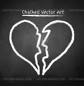 Chalked broken heart - vector clipart